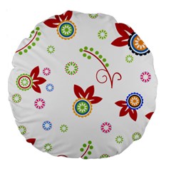 Colorful Floral Wallpaper Background Pattern Large 18  Premium Flano Round Cushions by Amaryn4rt