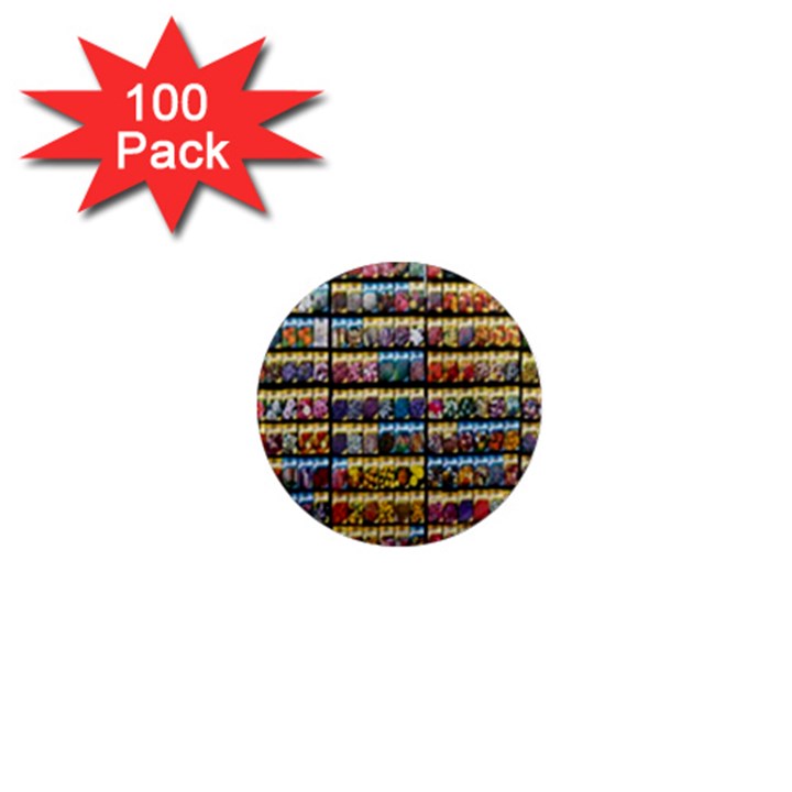 Flower Seeds For Sale At Garden Center Pattern 1  Mini Magnets (100 pack) 