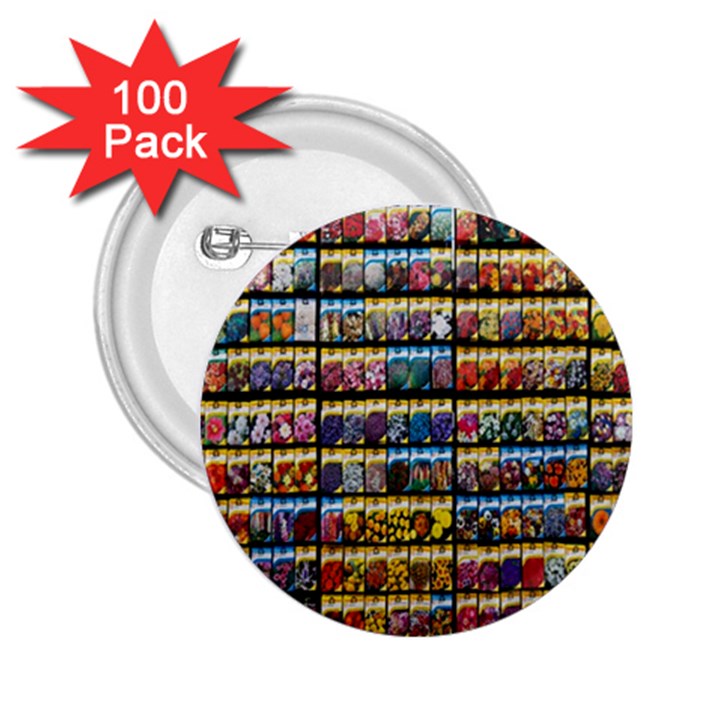 Flower Seeds For Sale At Garden Center Pattern 2.25  Buttons (100 pack) 