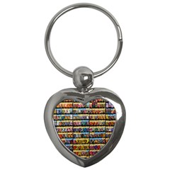 Flower Seeds For Sale At Garden Center Pattern Key Chains (heart)  by Amaryn4rt