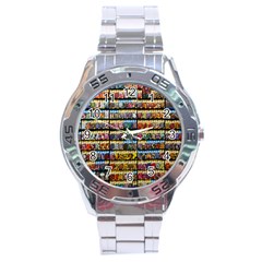 Flower Seeds For Sale At Garden Center Pattern Stainless Steel Analogue Watch by Amaryn4rt