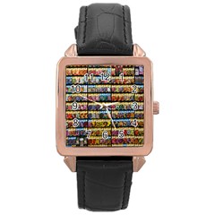 Flower Seeds For Sale At Garden Center Pattern Rose Gold Leather Watch  by Amaryn4rt