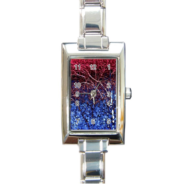 Autumn Fractal Forest Background Rectangle Italian Charm Watch