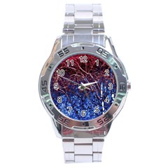 Autumn Fractal Forest Background Stainless Steel Analogue Watch