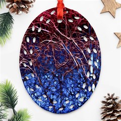 Autumn Fractal Forest Background Ornament (oval Filigree)