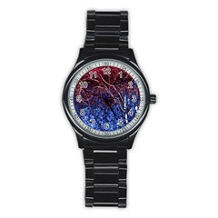 Autumn Fractal Forest Background Stainless Steel Round Watch by Amaryn4rt