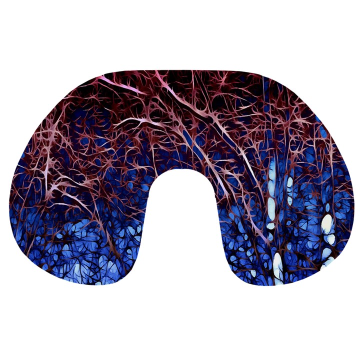 Autumn Fractal Forest Background Travel Neck Pillows