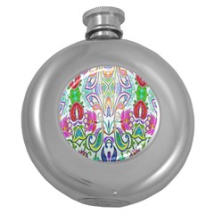 Wallpaper Created From Coloring Book Round Hip Flask (5 Oz) by Amaryn4rt