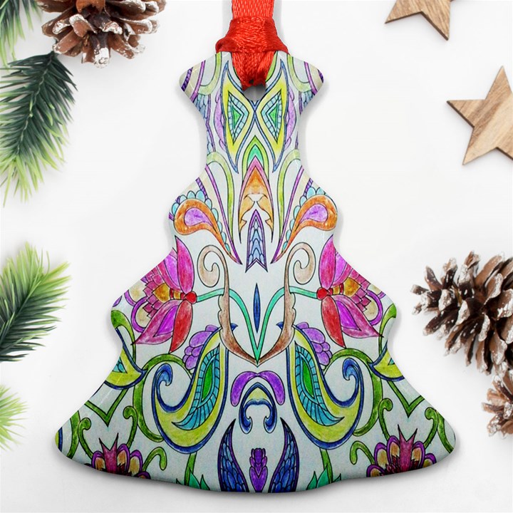 Wallpaper Created From Coloring Book Christmas Tree Ornament (Two Sides)