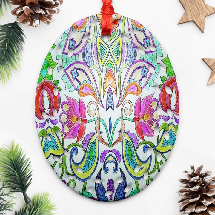 Wallpaper Created From Coloring Book Oval Filigree Ornament (Two Sides)