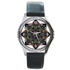 Mandala Abstract Geometric Art Round Metal Watch by Amaryn4rt