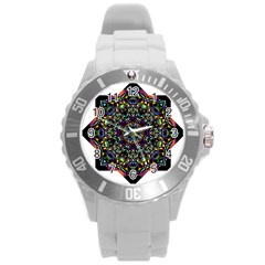 Mandala Abstract Geometric Art Round Plastic Sport Watch (l) by Amaryn4rt