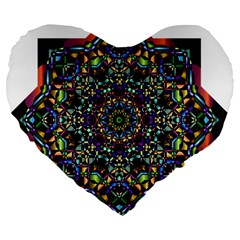 Mandala Abstract Geometric Art Large 19  Premium Flano Heart Shape Cushions by Amaryn4rt