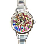 Magic Fractal Flower Multicolored Round Italian Charm Watch Front