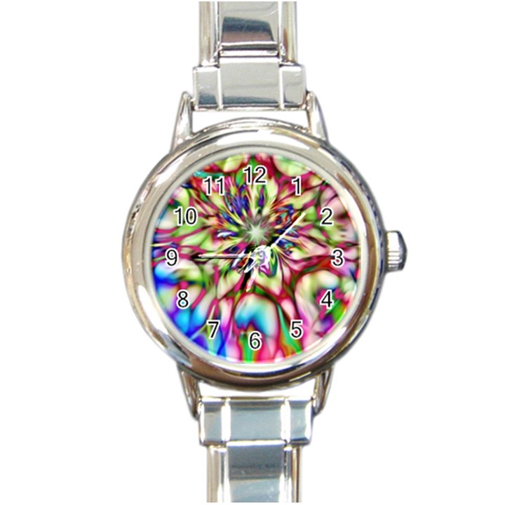 Magic Fractal Flower Multicolored Round Italian Charm Watch