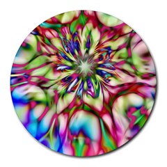 Magic Fractal Flower Multicolored Round Mousepads by EDDArt