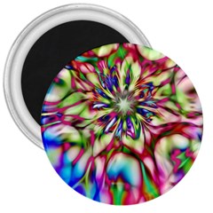 Magic Fractal Flower Multicolored 3  Magnets by EDDArt