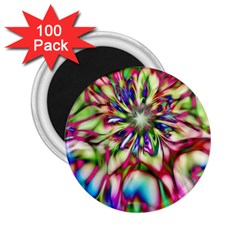 Magic Fractal Flower Multicolored 2 25  Magnets (100 Pack)  by EDDArt