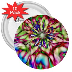 Magic Fractal Flower Multicolored 3  Buttons (10 Pack) 