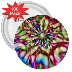 Magic Fractal Flower Multicolored 3  Buttons (100 Pack) 