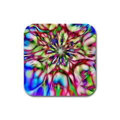 Magic Fractal Flower Multicolored Rubber Square Coaster (4 Pack)  by EDDArt