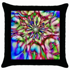 Magic Fractal Flower Multicolored Throw Pillow Case (black)