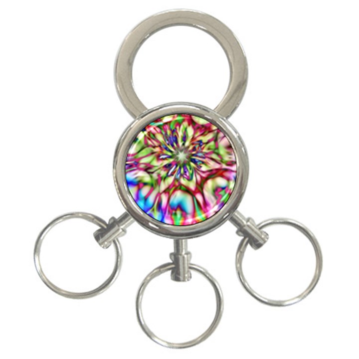 Magic Fractal Flower Multicolored 3-Ring Key Chains