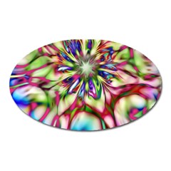 Magic Fractal Flower Multicolored Oval Magnet by EDDArt