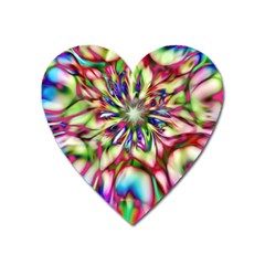 Magic Fractal Flower Multicolored Heart Magnet by EDDArt