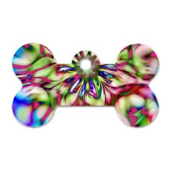 Magic Fractal Flower Multicolored Dog Tag Bone (one Side) by EDDArt