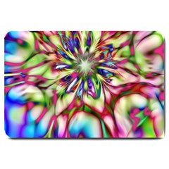 Magic Fractal Flower Multicolored Large Doormat  by EDDArt