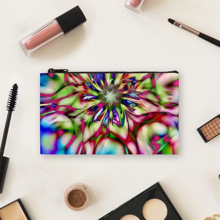 Magic Fractal Flower Multicolored Cosmetic Bag (Small) 