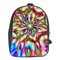 Magic Fractal Flower Multicolored School Bags(large)  by EDDArt