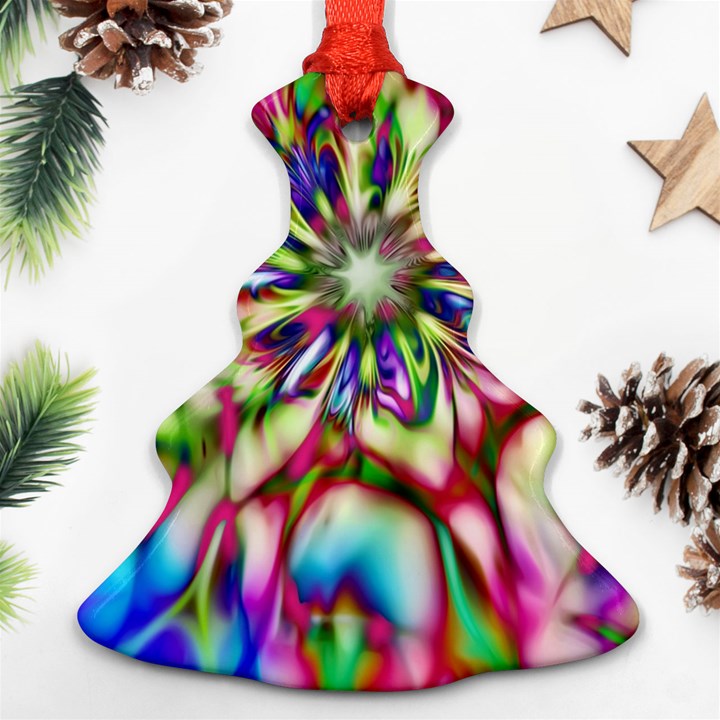 Magic Fractal Flower Multicolored Christmas Tree Ornament (Two Sides)