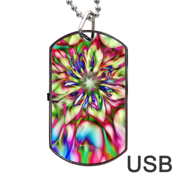 Magic Fractal Flower Multicolored Dog Tag USB Flash (One Side)