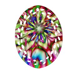 Magic Fractal Flower Multicolored Oval Filigree Ornament (two Sides) by EDDArt