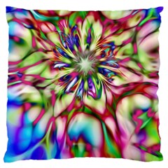 Magic Fractal Flower Multicolored Large Cushion Case (one Side)