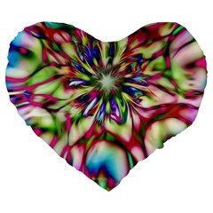 Magic Fractal Flower Multicolored Large 19  Premium Heart Shape Cushions