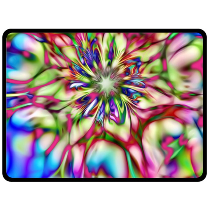 Magic Fractal Flower Multicolored Double Sided Fleece Blanket (Large) 