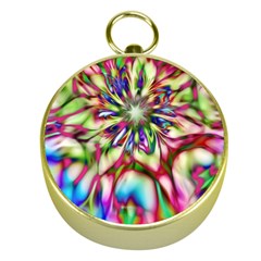 Magic Fractal Flower Multicolored Gold Compasses by EDDArt