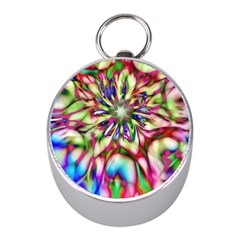 Magic Fractal Flower Multicolored Mini Silver Compasses by EDDArt