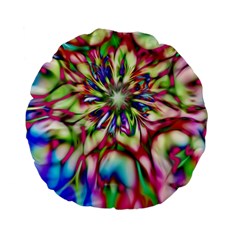 Magic Fractal Flower Multicolored Standard 15  Premium Flano Round Cushions by EDDArt