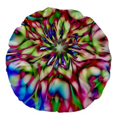 Magic Fractal Flower Multicolored Large 18  Premium Flano Round Cushions by EDDArt