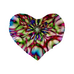 Magic Fractal Flower Multicolored Standard 16  Premium Flano Heart Shape Cushions