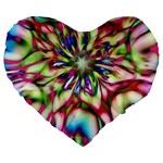 Magic Fractal Flower Multicolored Large 19  Premium Flano Heart Shape Cushions Front