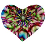 Magic Fractal Flower Multicolored Large 19  Premium Flano Heart Shape Cushions Back