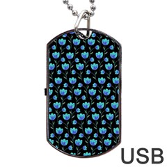 Floral Pattern Dog Tag Usb Flash (one Side) by Valentinaart