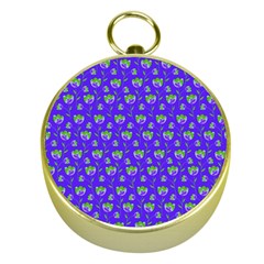 Floral Pattern Gold Compasses