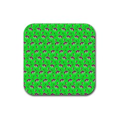 Floral Pattern Rubber Coaster (square)  by Valentinaart