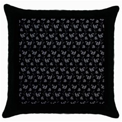 Floral Pattern Throw Pillow Case (black) by Valentinaart